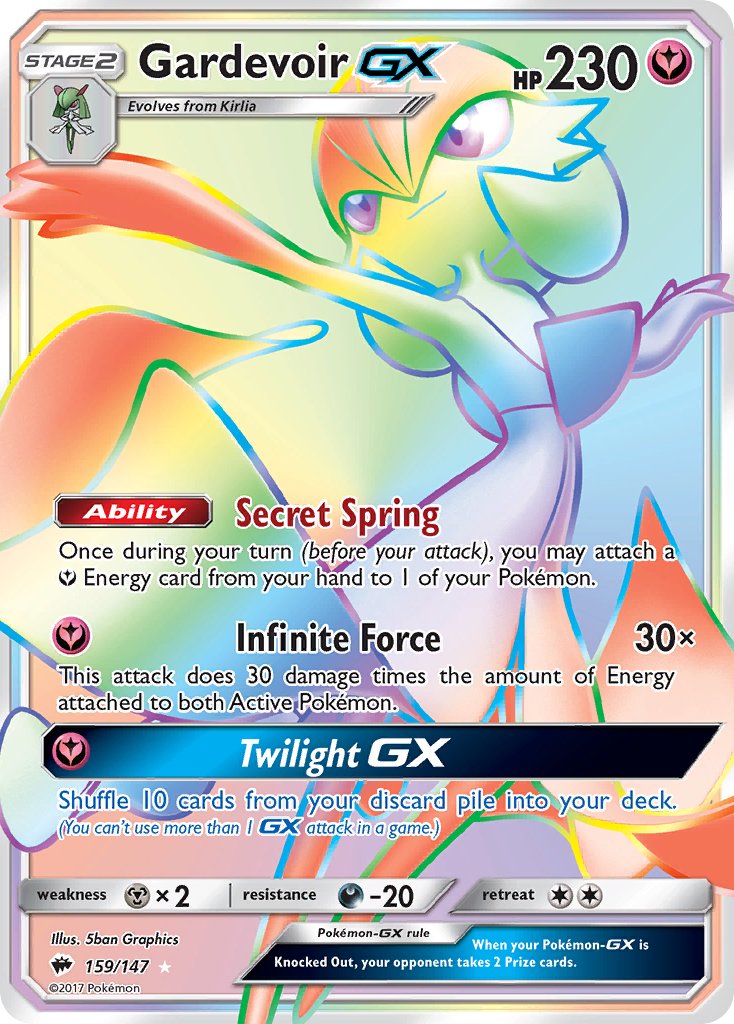 Pokémon Gardevoir GX - 159/147 - Secret Rare - Sun & Moon: Burning Shadows
