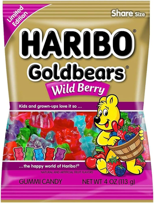 Haribo Gold Bears Wild Berry Gummy Candy (4oz Bag) - Premier Trading Cards