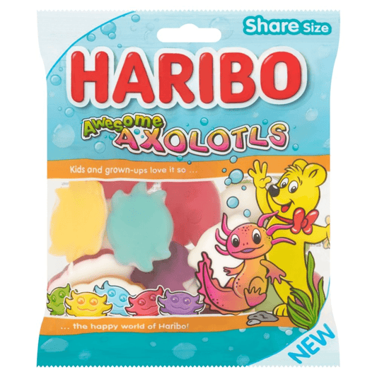 Haribo Awesome Axolotls British Gummy Candy (160g Bag) - Premier Trading Cards