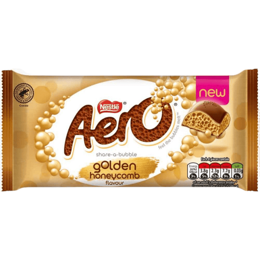 Aero Golden Honeycomb Chocolate (90g Bar) - Premier Trading Cards