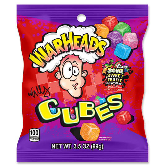 Warheads Sour Chewy Cubes (3.5oz Bag) - Premier Trading Cards