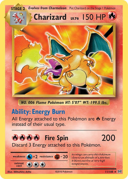 Charizard - 11/108 - Holo Rare - Premier Trading Cards